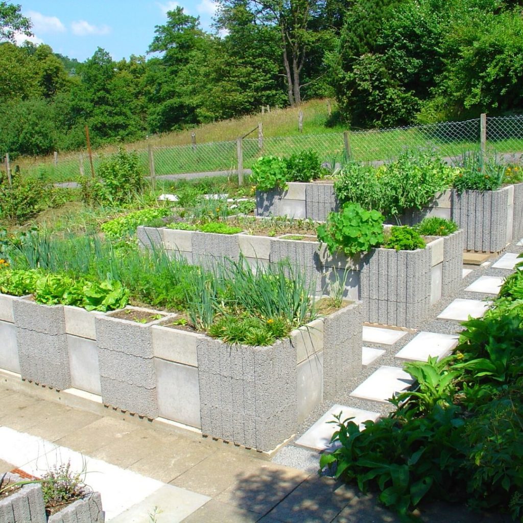 Concrete Blocks Raised Bed Idea