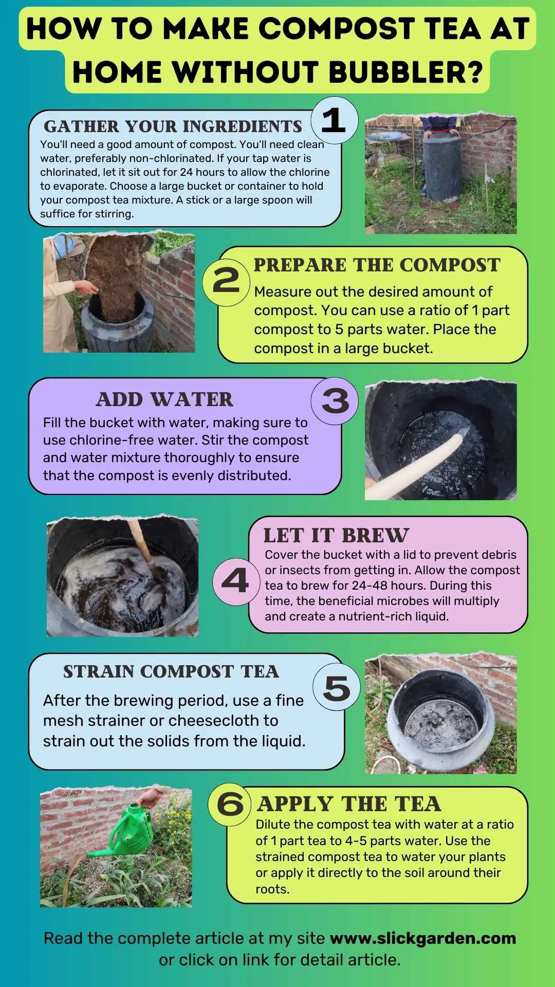 Steps To Make Compost Tea Without An Aeration Device infographic