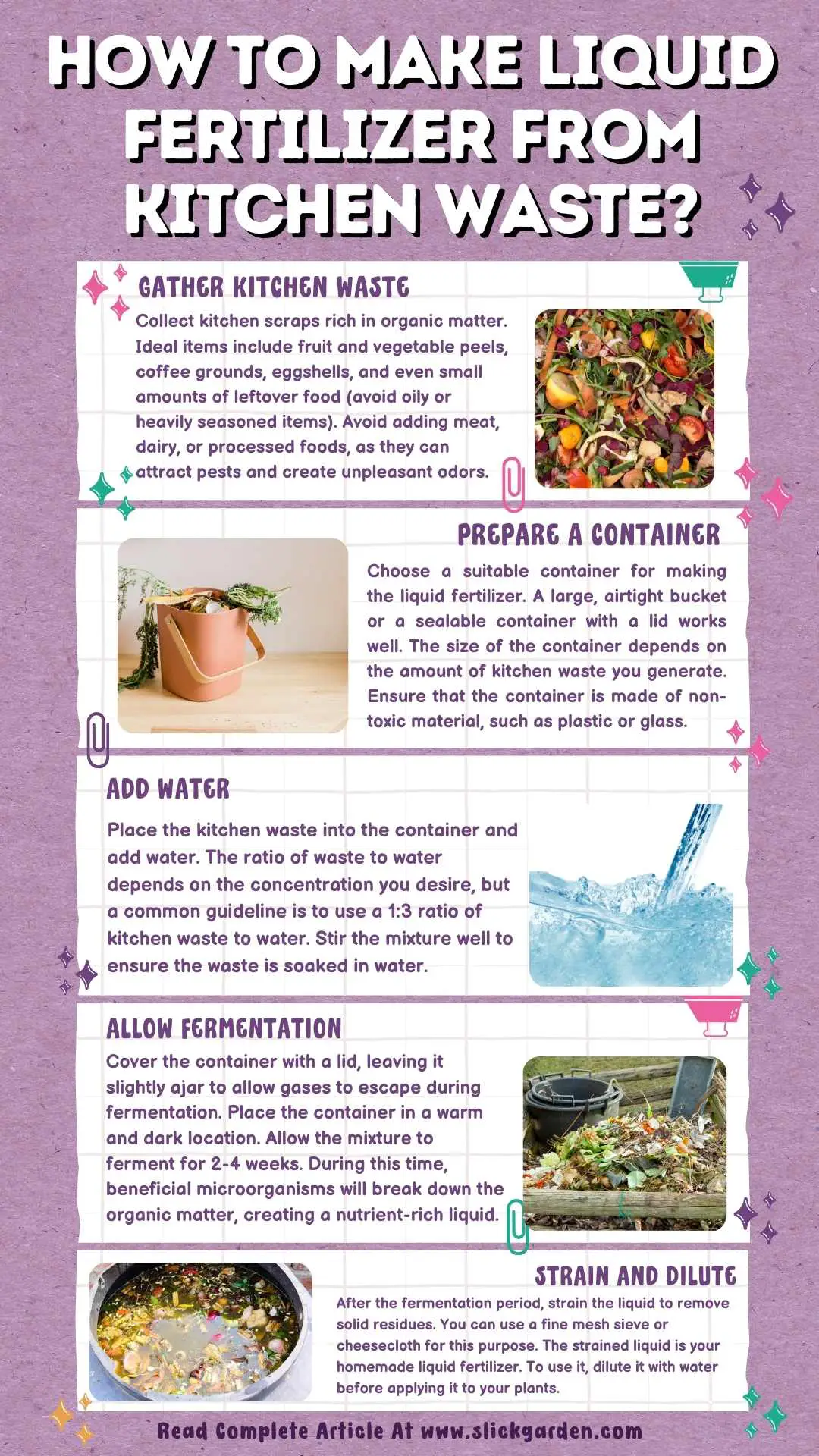 How To Make Liquid Fertilizer From Kitchen Waste infographic