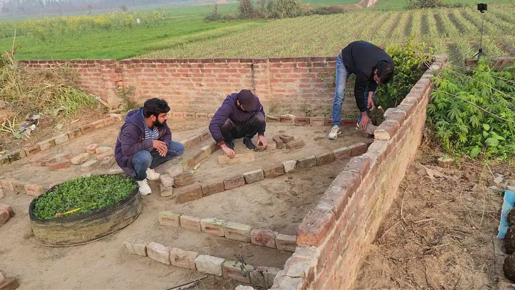 Lining The Beds with bricks